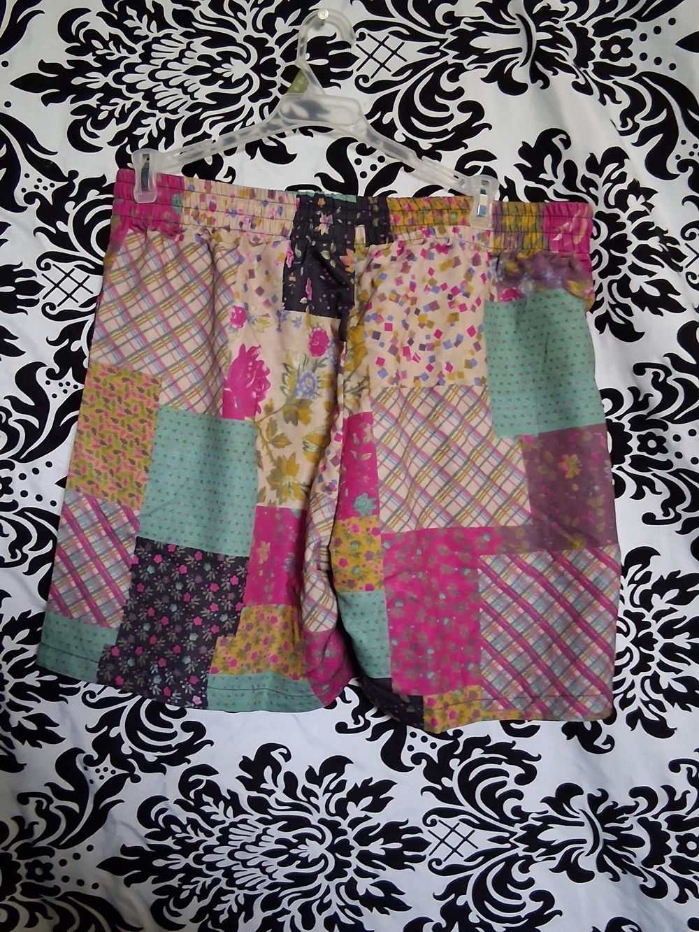 Patchwork Print Shorts in Pink and Mint